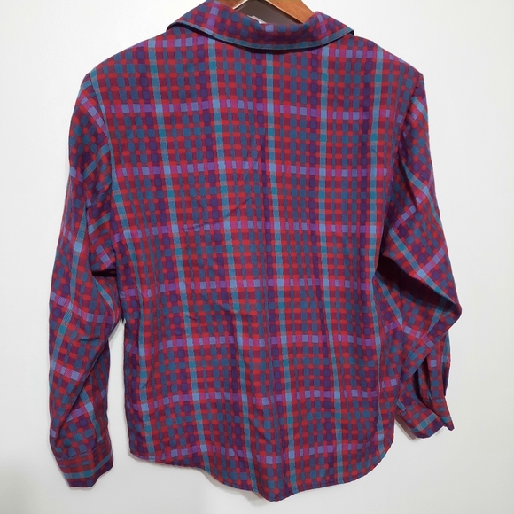 Koret red teal and purple plaid shirt - Picture 9 of 9